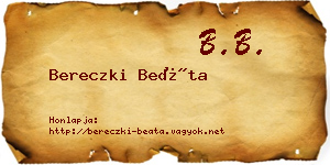 Bereczki Beáta névjegykártya