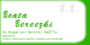 beata bereczki business card